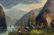 unknow artist Mountain lake landscape oil painting picture wholesale